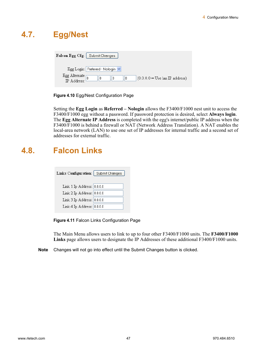 Egg/nest, Falcon links, Egg/nest falcon links | Falcon F3400 User Manual | Page 47 / 94