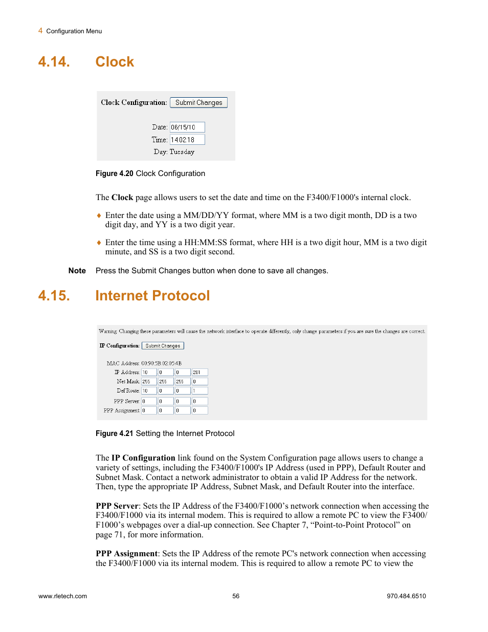 Clock, Internet protocol, Clock internet protocol | Falcon F3400 User Manual | Page 56 / 94