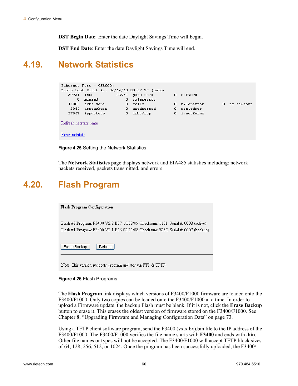 Network statistics, Flash program, Network statistics flash program | Falcon F3400 User Manual | Page 60 / 94
