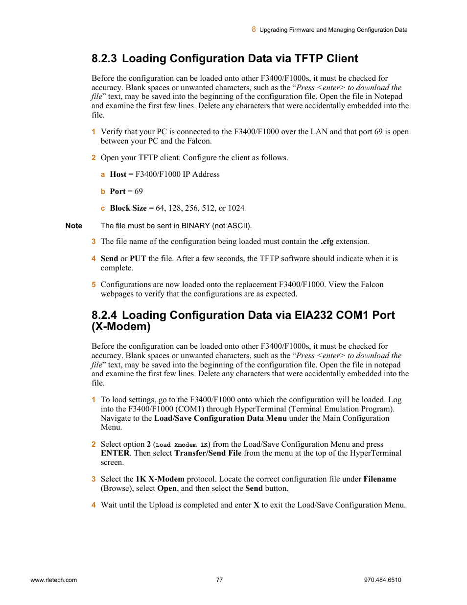 3 loading configuration data via tftp client | Falcon F3400 User Manual | Page 77 / 94