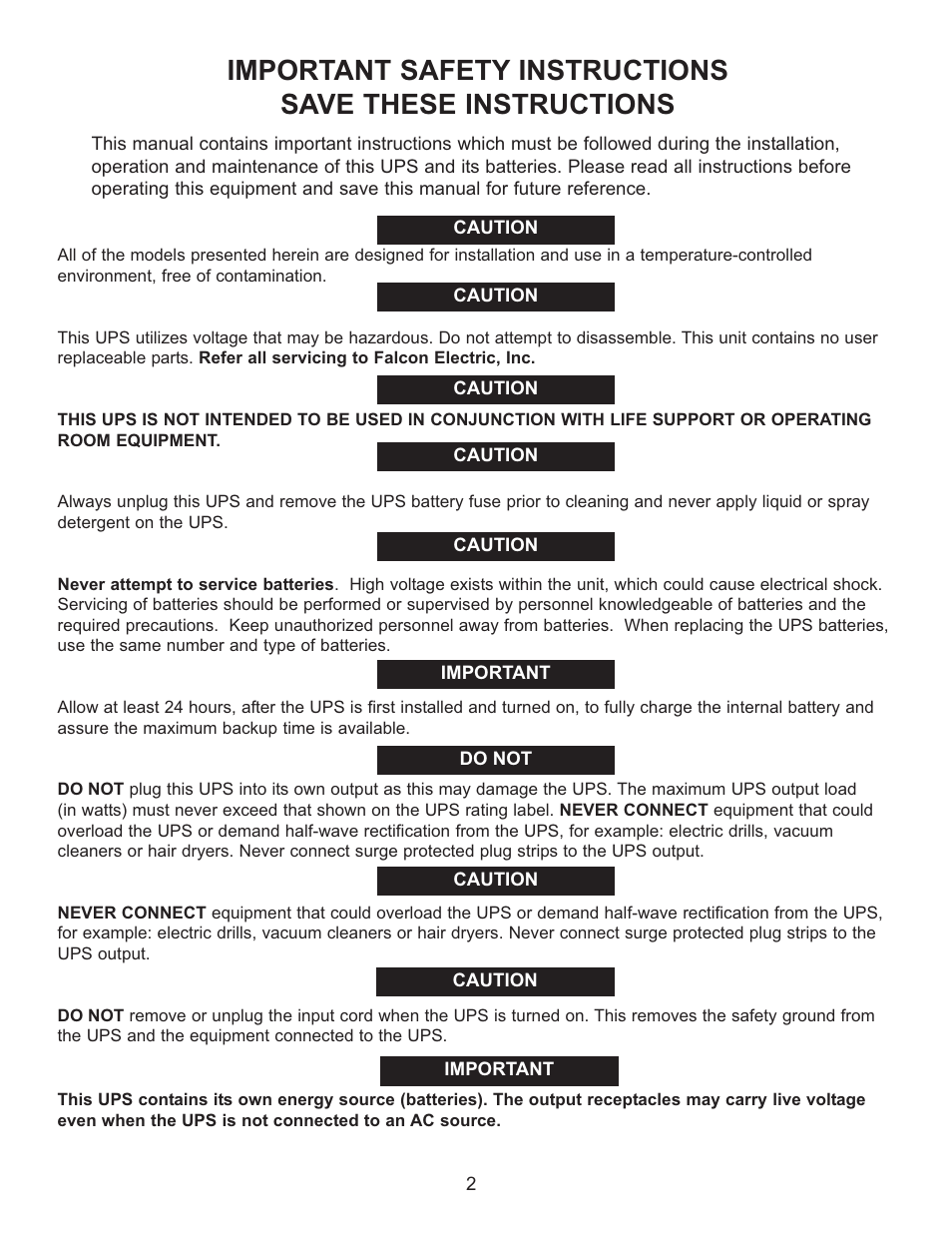 Falcon SG SERIES SG800-1T User Manual | Page 4 / 27