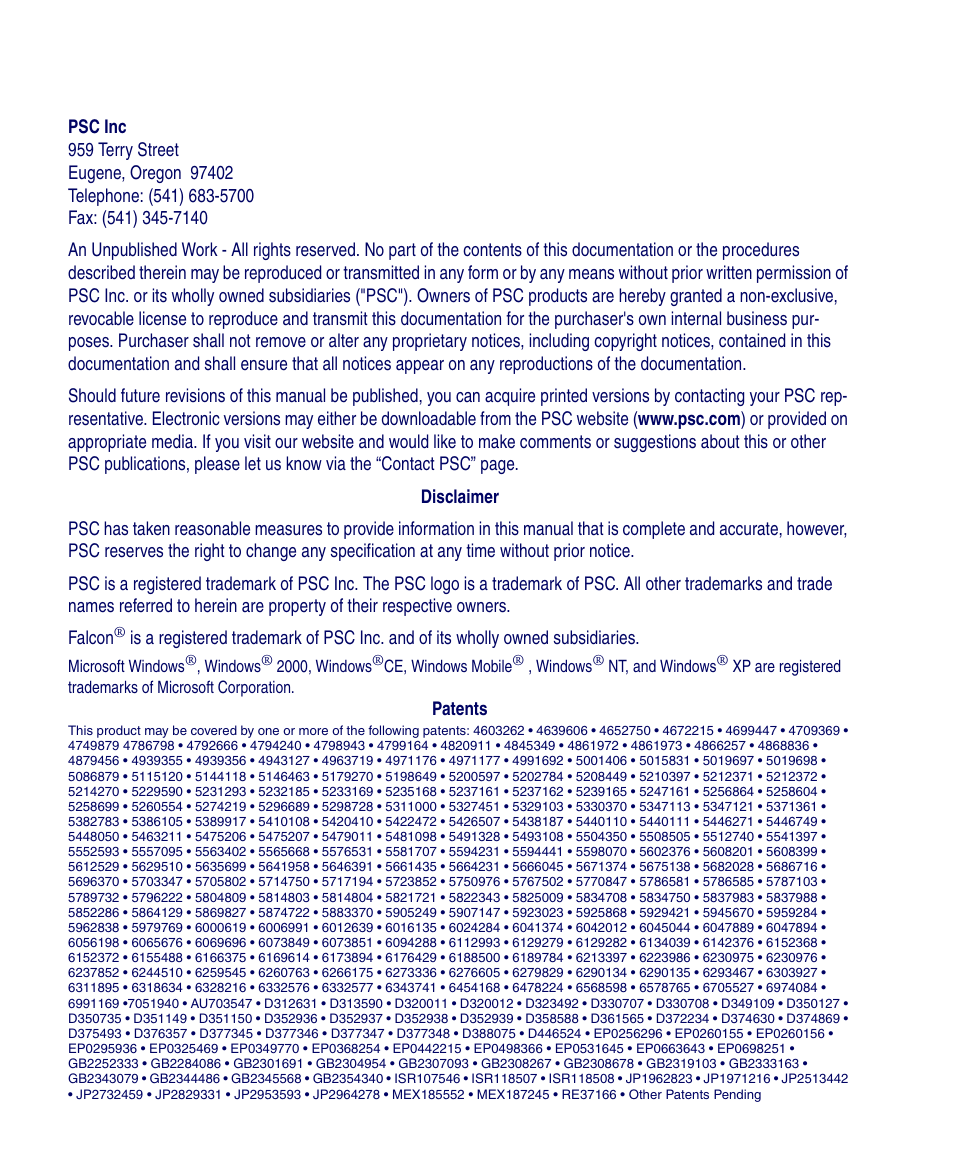 Falcon 4400 User Manual | Page 2 / 68