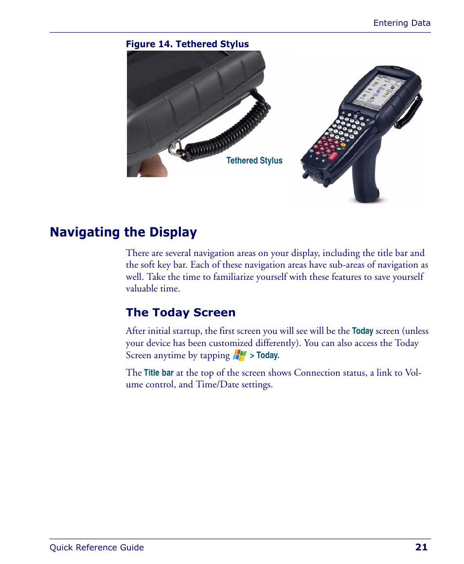 Navigating the display, The today screen, Figure 14 | Falcon 4400 User Manual | Page 23 / 68