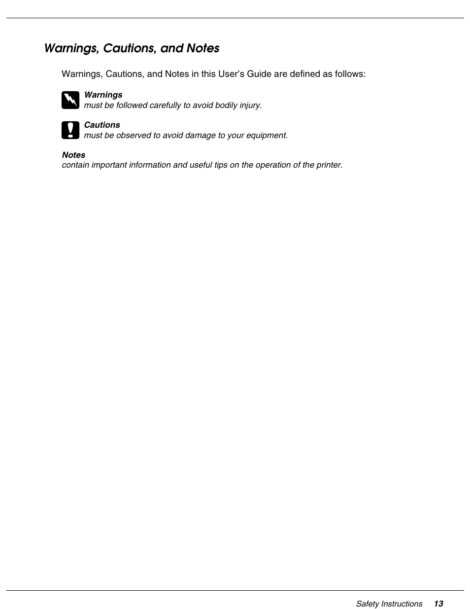 Warnings, cautions, and notes | Falcon B-300 User Manual | Page 13 / 201
