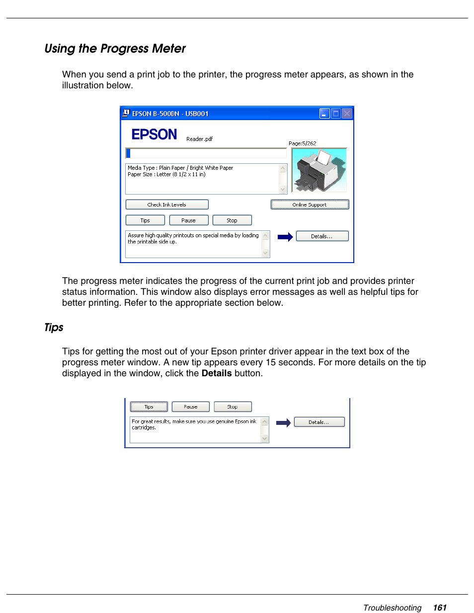 Using the progress meter | Falcon B-300 User Manual | Page 161 / 201