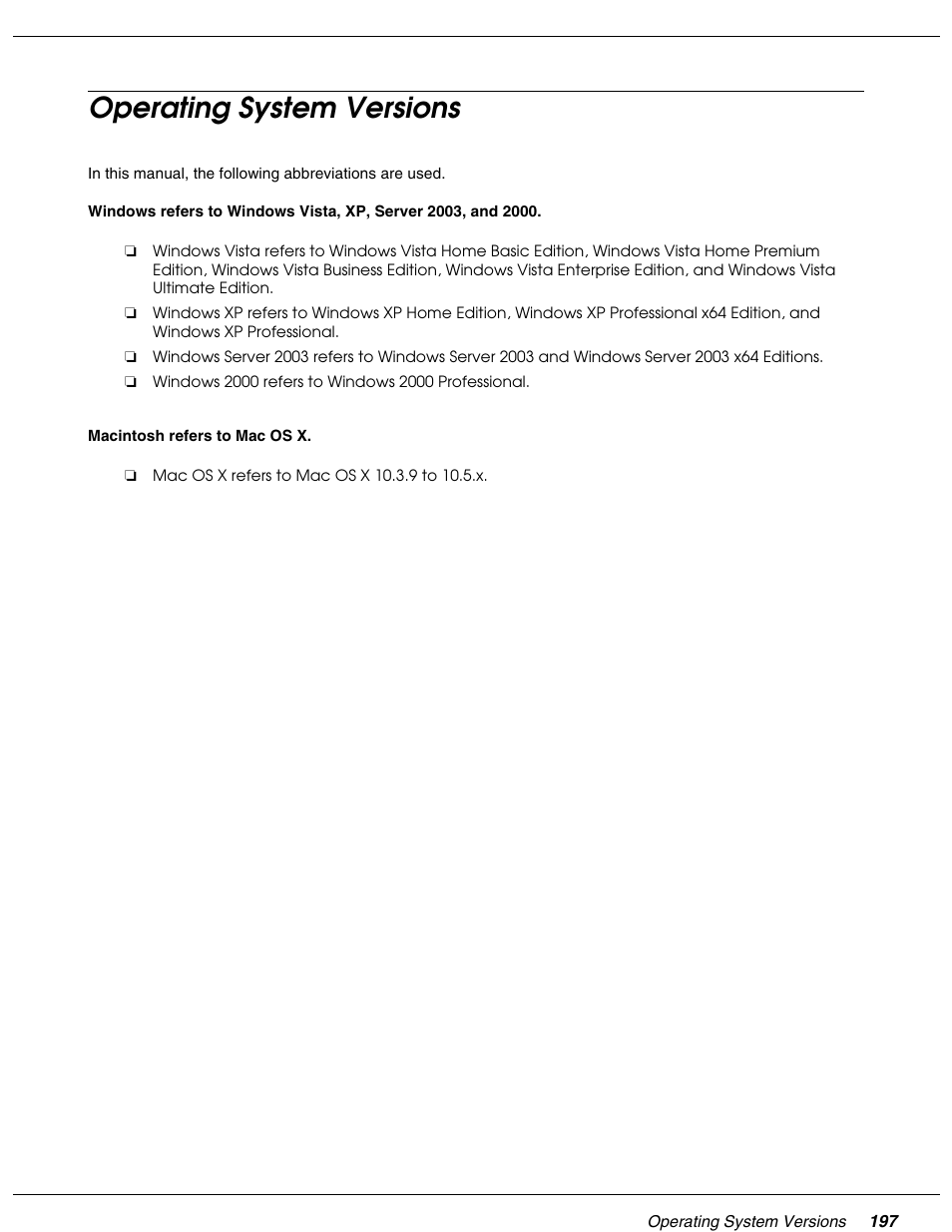 Operating system versions | Falcon B-300 User Manual | Page 197 / 201