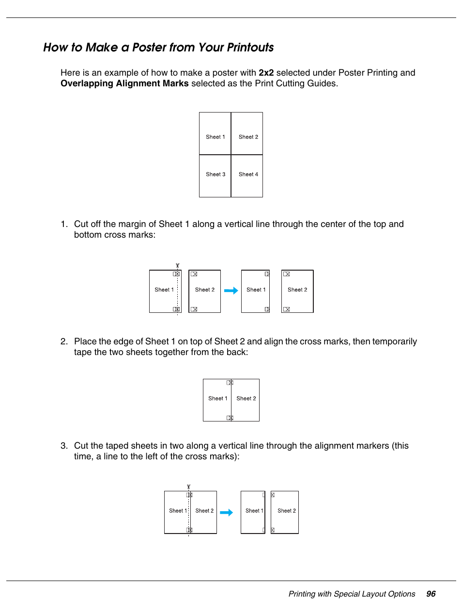 How to make a poster from your printouts | Falcon B-300 User Manual | Page 96 / 201