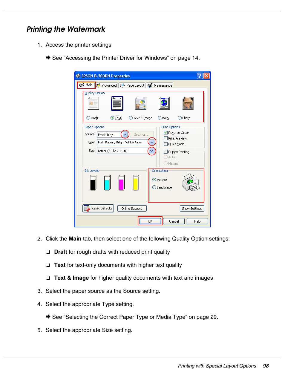 Printing the watermark | Falcon B-300 User Manual | Page 98 / 201