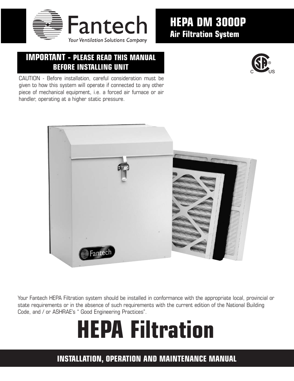 Fantech HEPA DM 3000P User Manual | 6 pages