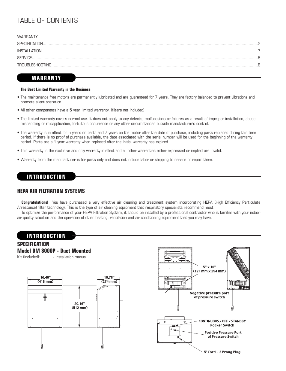 Fantech HEPA DM 3000P User Manual | Page 2 / 6