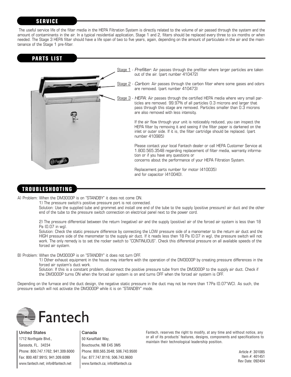 Fantech HEPA DM 3000P User Manual | Page 6 / 6