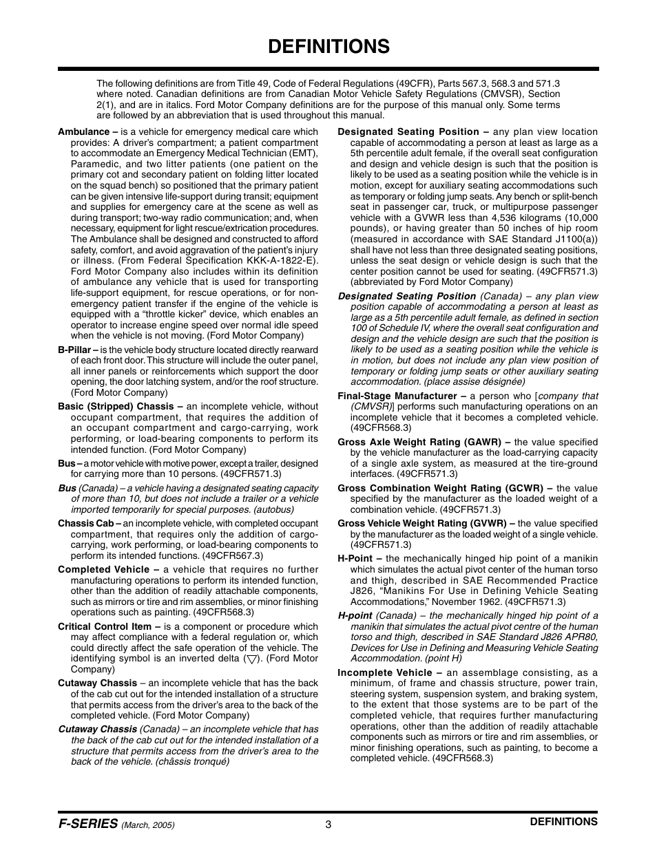 Definitions, F-series | FORD SUPER DUTY F-SERIES 6C34-19A268-BA User Manual | Page 5 / 32