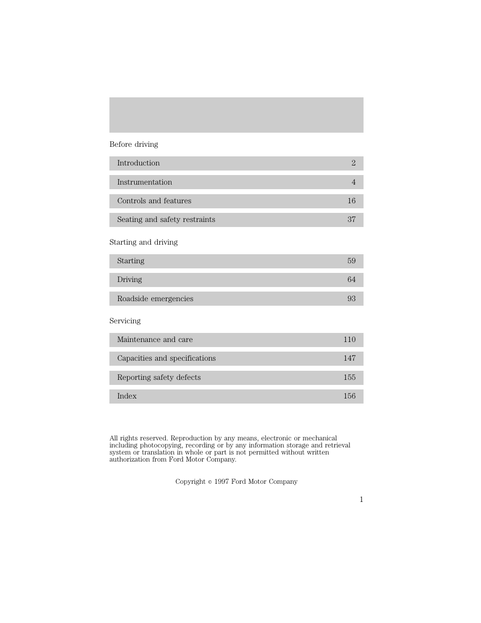 FORD 1998 Ranger User Manual | 160 pages