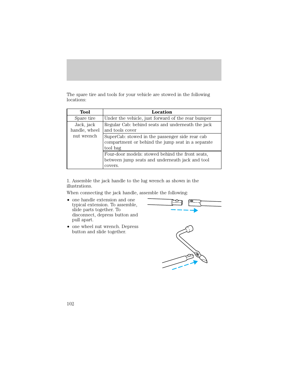 Roadside emergencies | FORD 1998 Ranger User Manual | Page 102 / 160