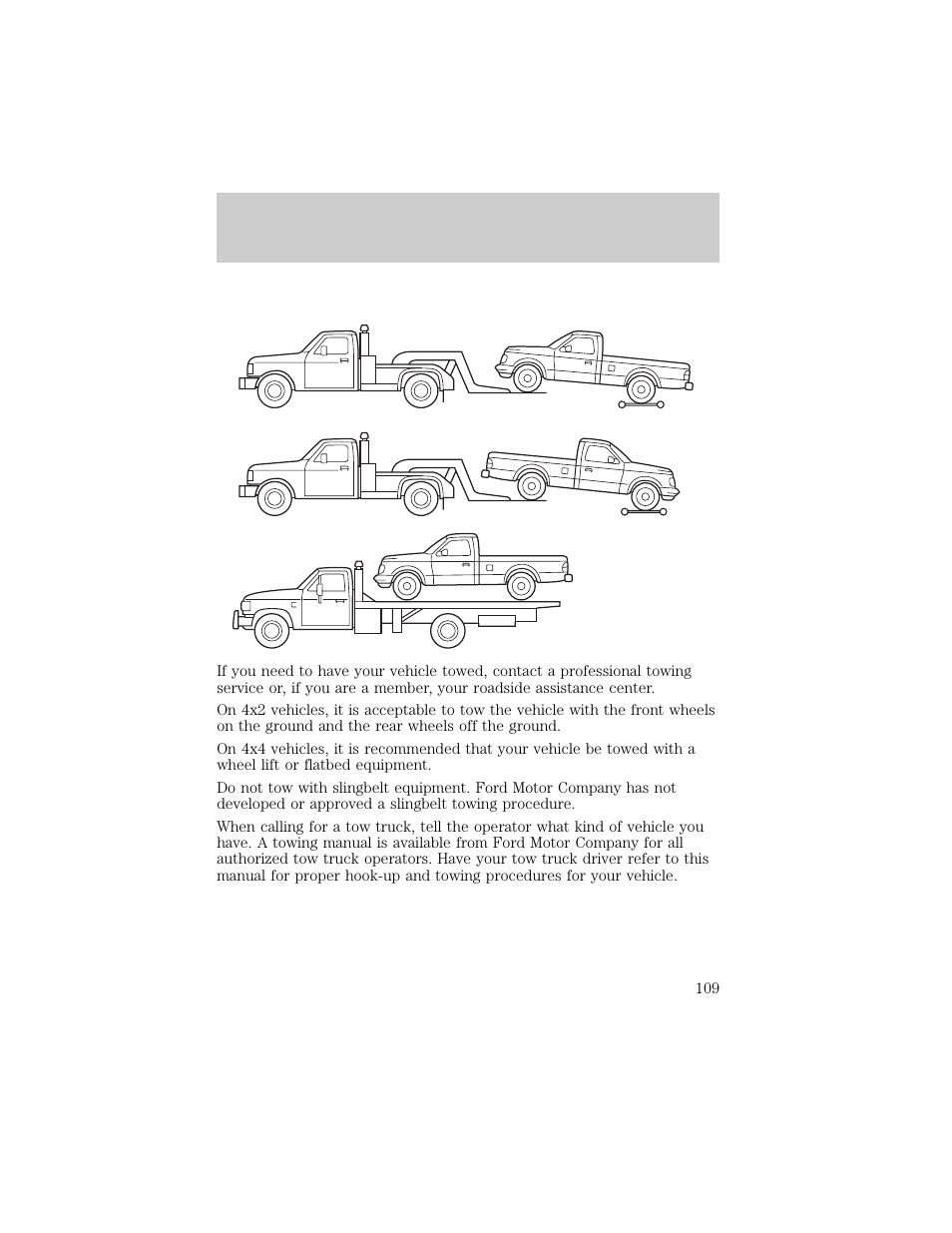 Roadside emergencies | FORD 1998 Ranger User Manual | Page 109 / 160