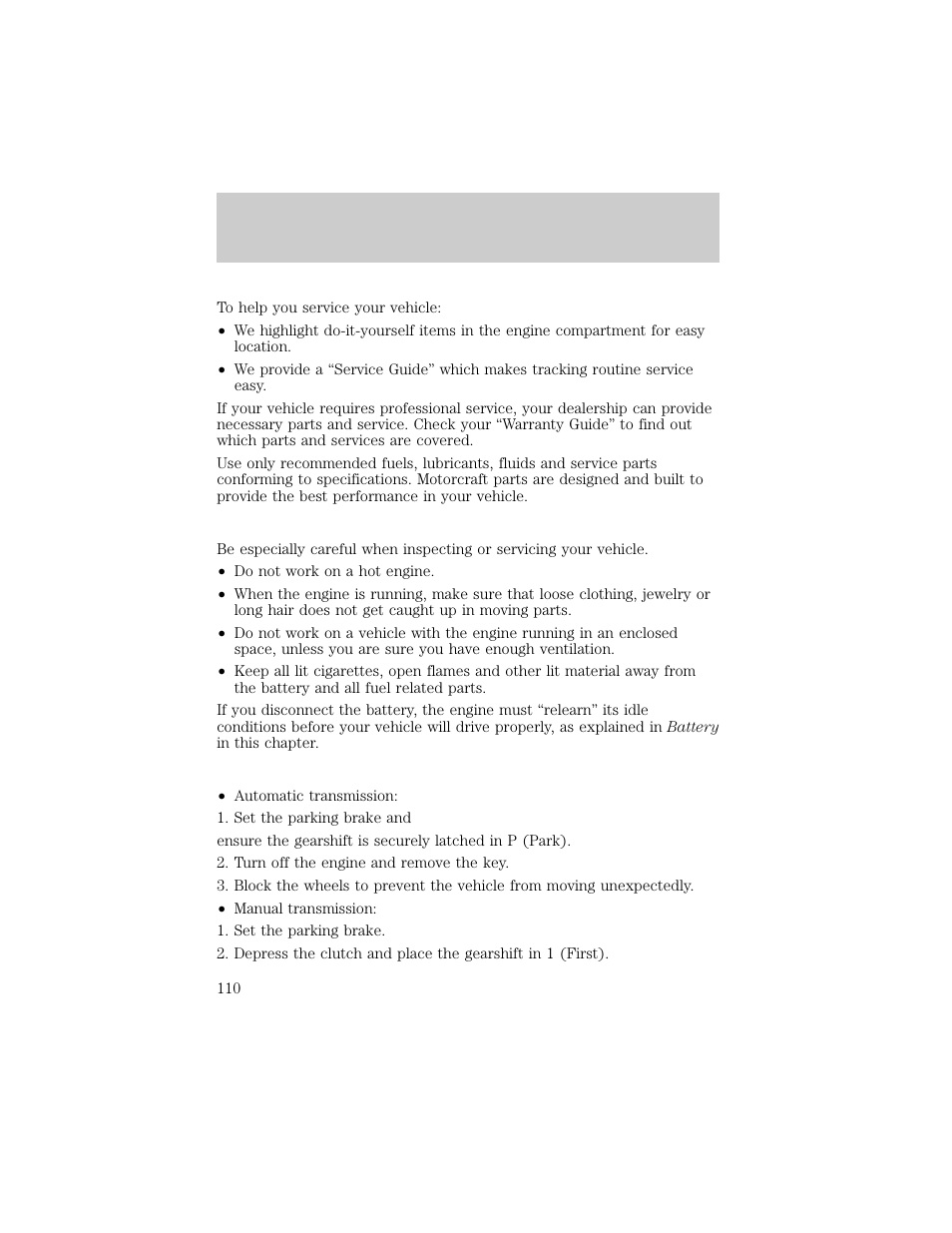 Maintenance and care | FORD 1998 Ranger User Manual | Page 110 / 160
