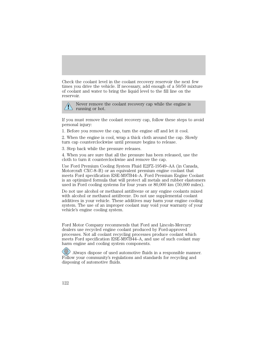 Maintenance and care | FORD 1998 Ranger User Manual | Page 122 / 160