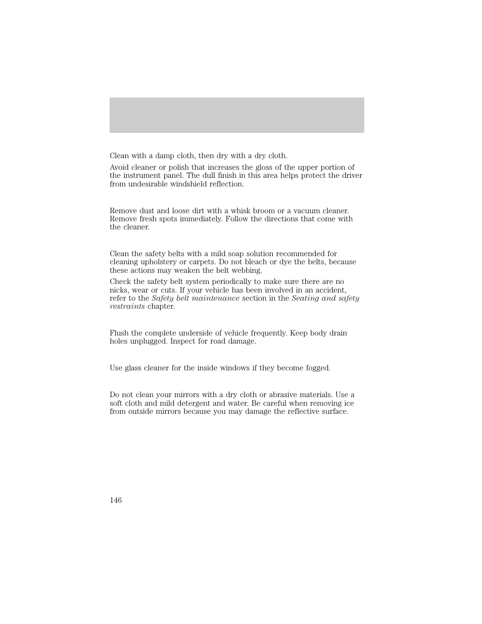 Maintenance and care | FORD 1998 Ranger User Manual | Page 146 / 160