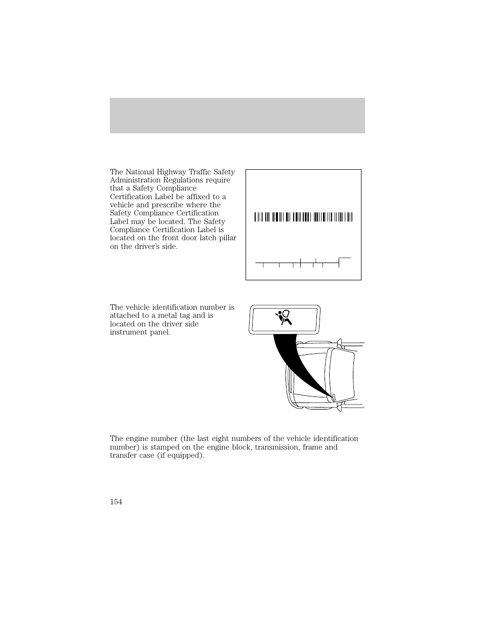Capacities and specifications, Air bag | FORD 1998 Ranger User Manual | Page 154 / 160