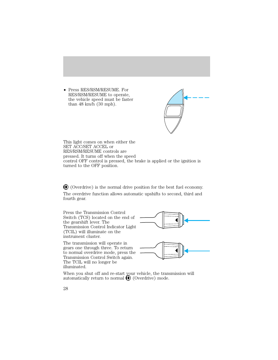 Speed cont, Controls and features | FORD 1998 Ranger User Manual | Page 28 / 160