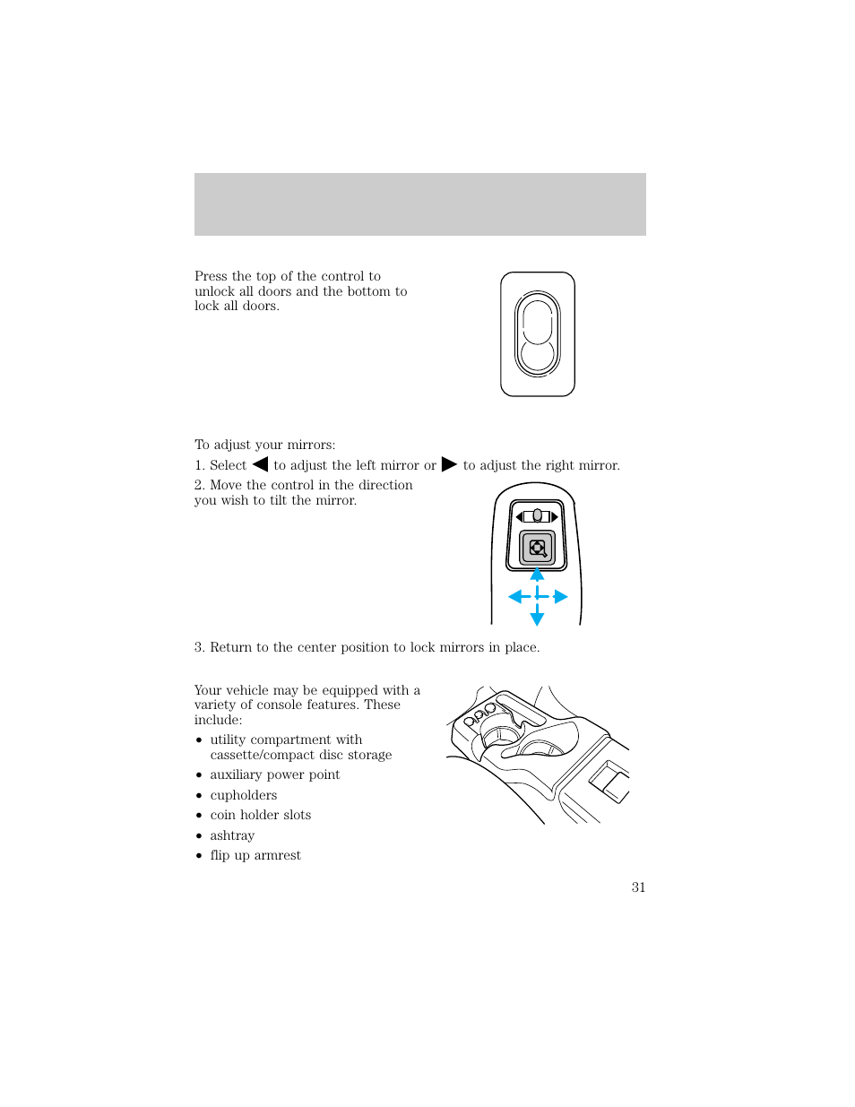 Controls and features | FORD 1998 Ranger User Manual | Page 31 / 160