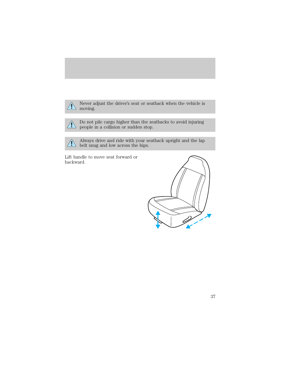 Seating and safety restraints | FORD 1998 Ranger User Manual | Page 37 / 160