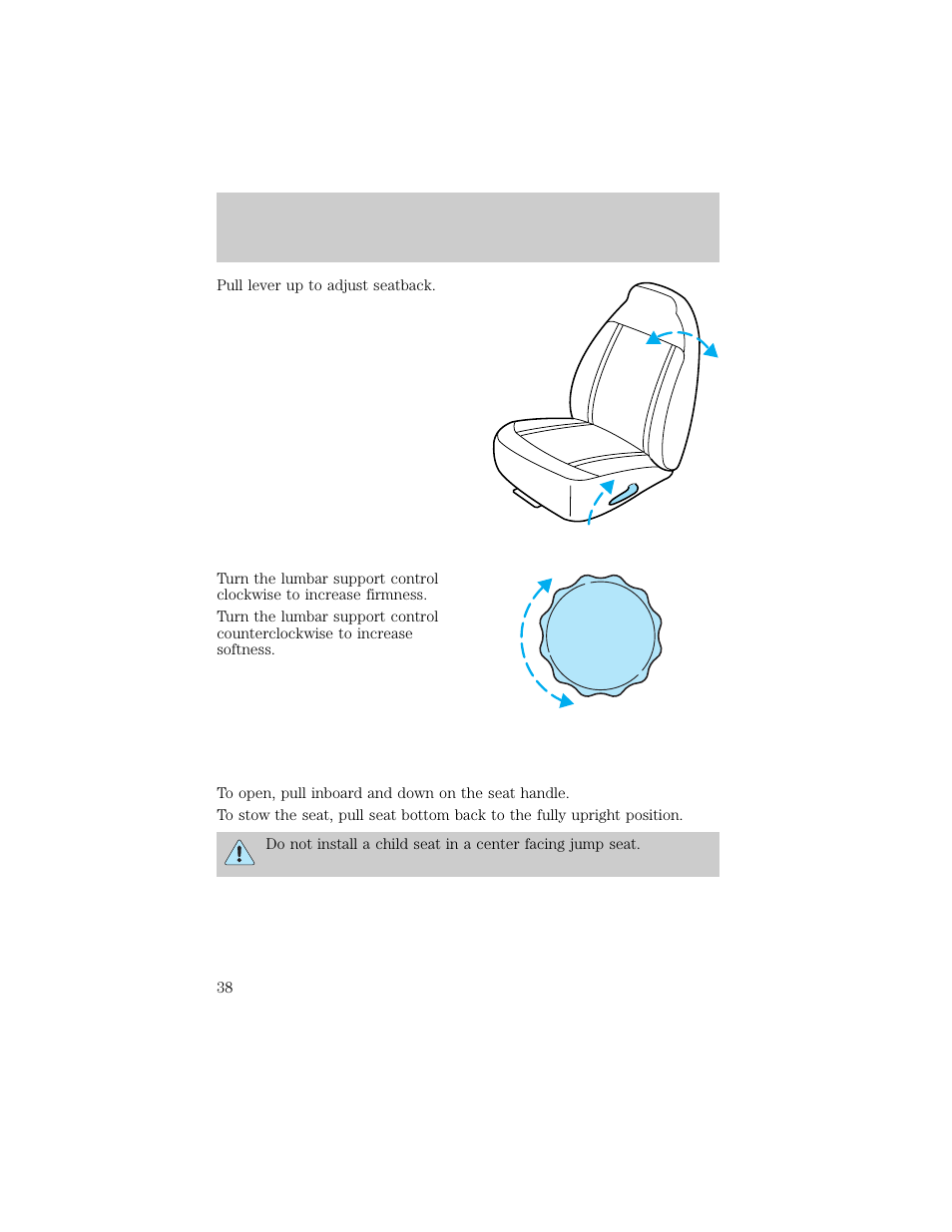 Seating and safety restraints | FORD 1998 Ranger User Manual | Page 38 / 160