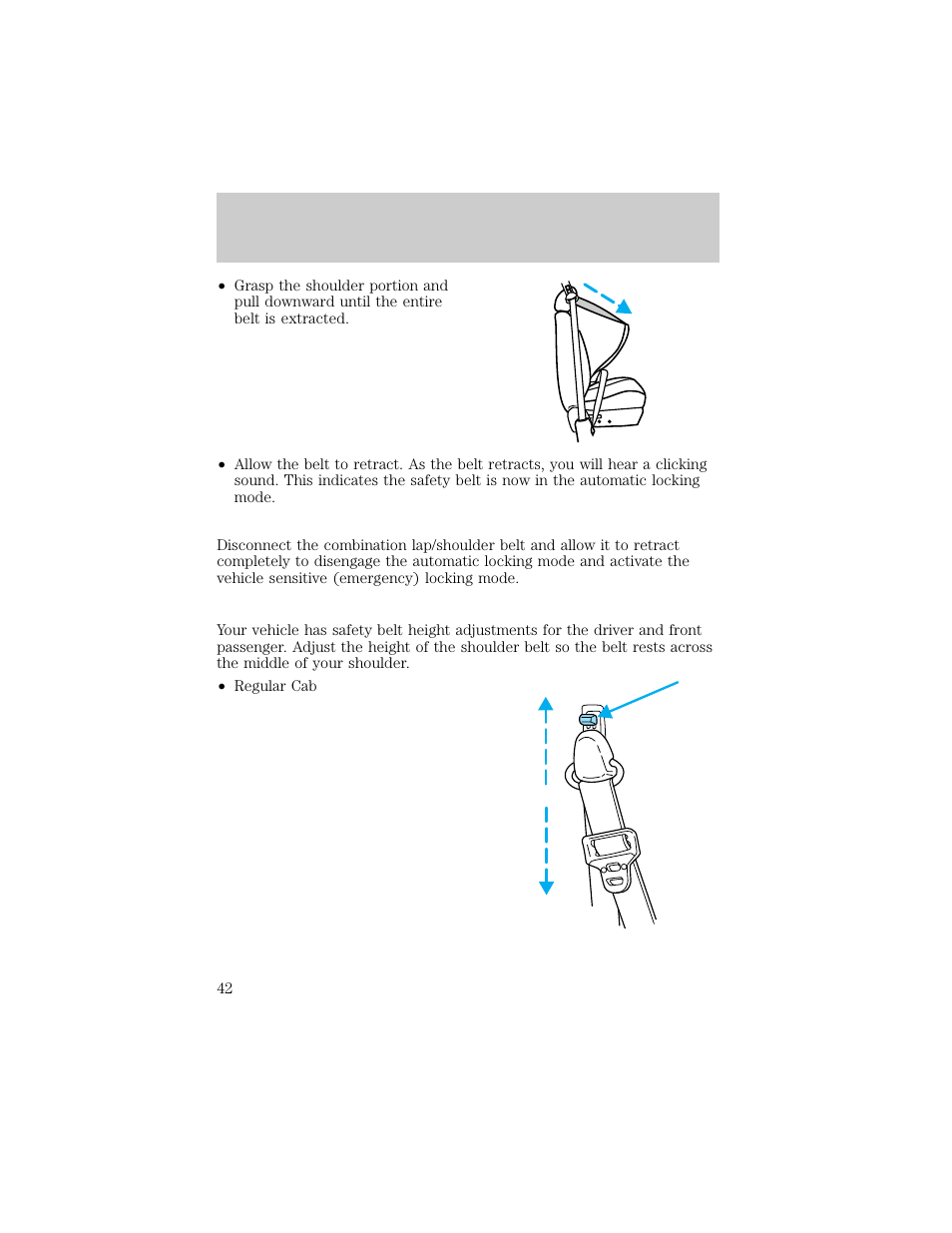 Seating and safety restraints | FORD 1998 Ranger User Manual | Page 42 / 160