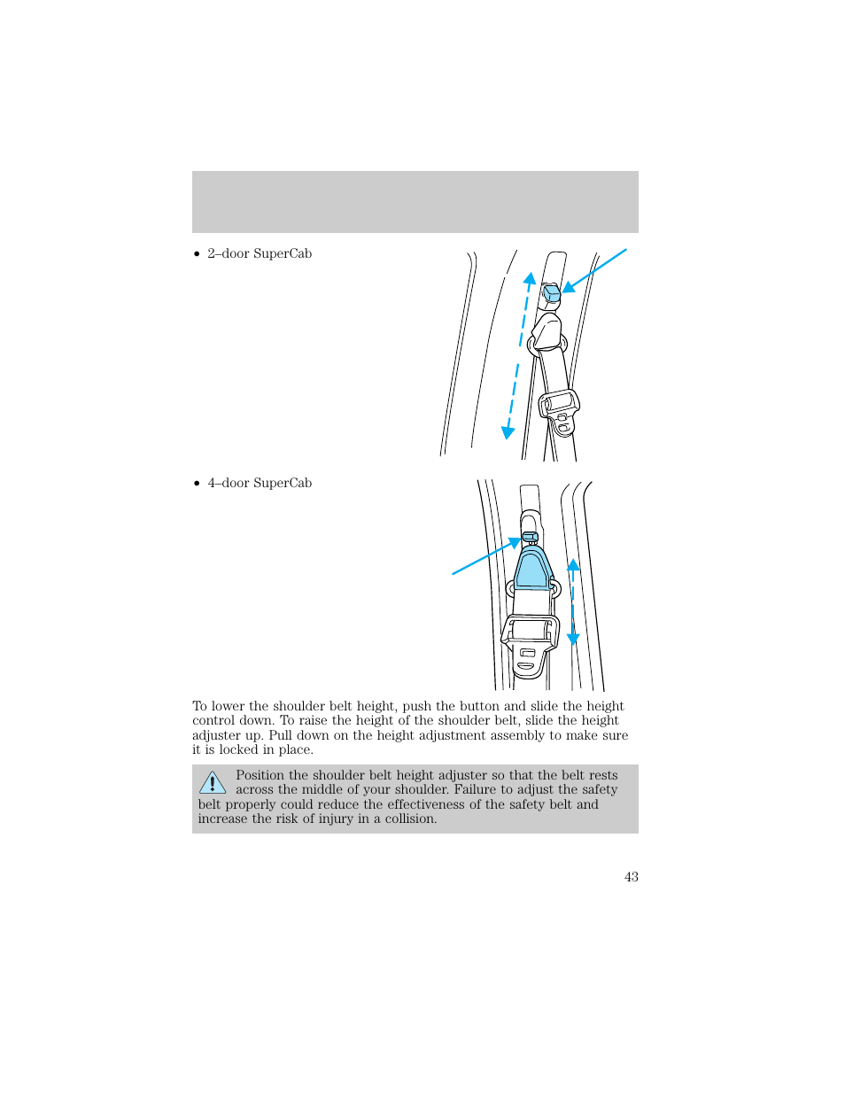 Seating and safety restraints | FORD 1998 Ranger User Manual | Page 43 / 160