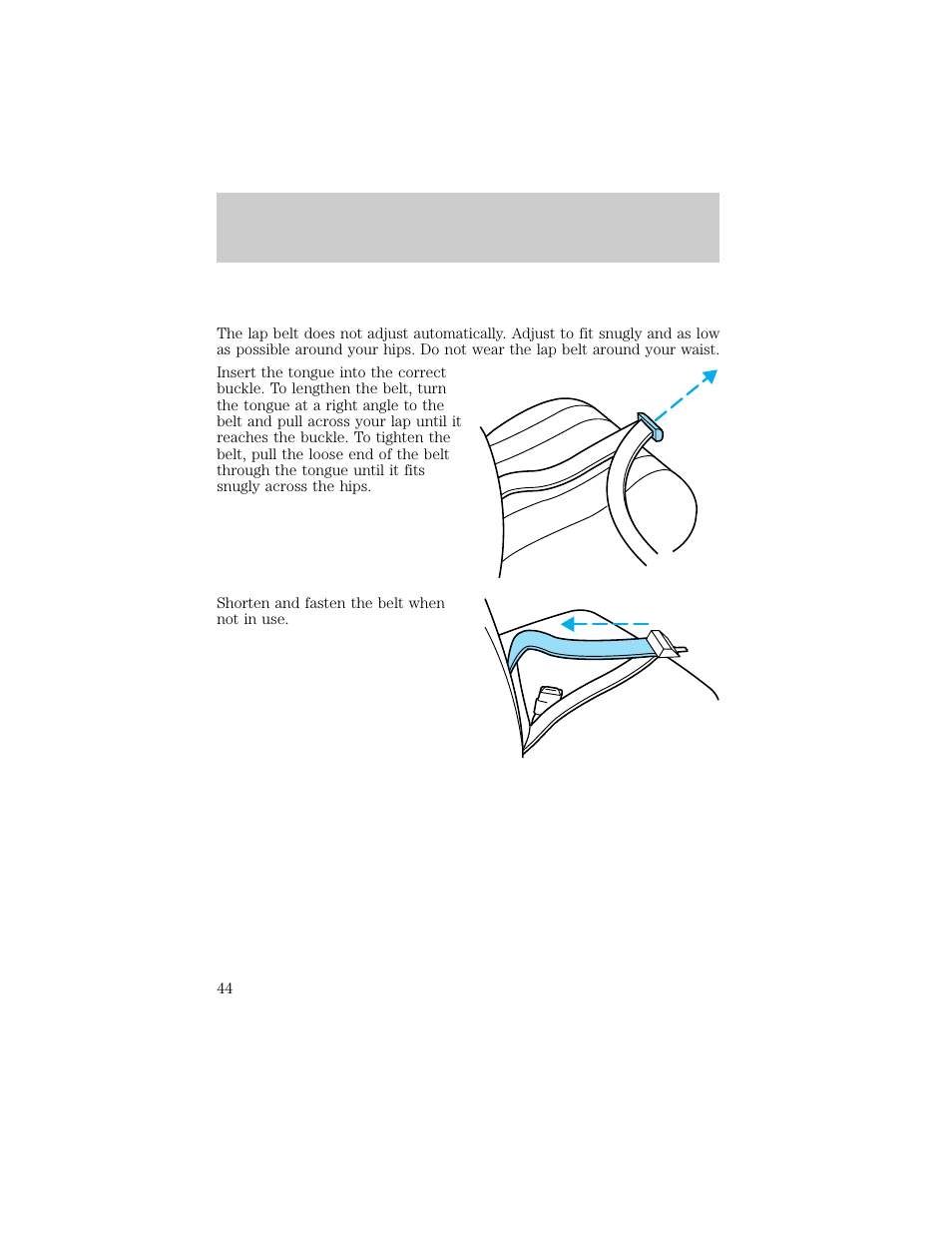 Seating and safety restraints | FORD 1998 Ranger User Manual | Page 44 / 160