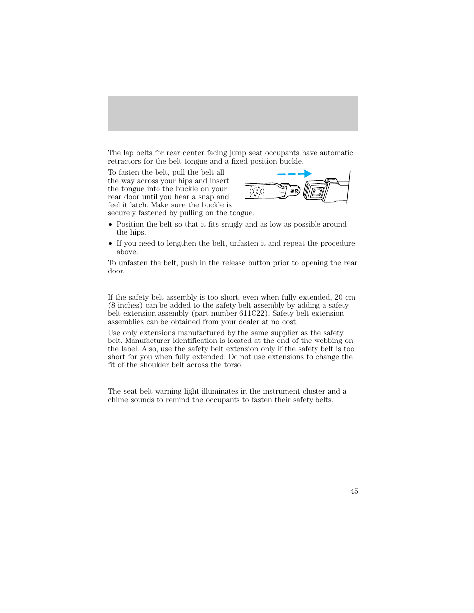 Seating and safety restraints | FORD 1998 Ranger User Manual | Page 45 / 160