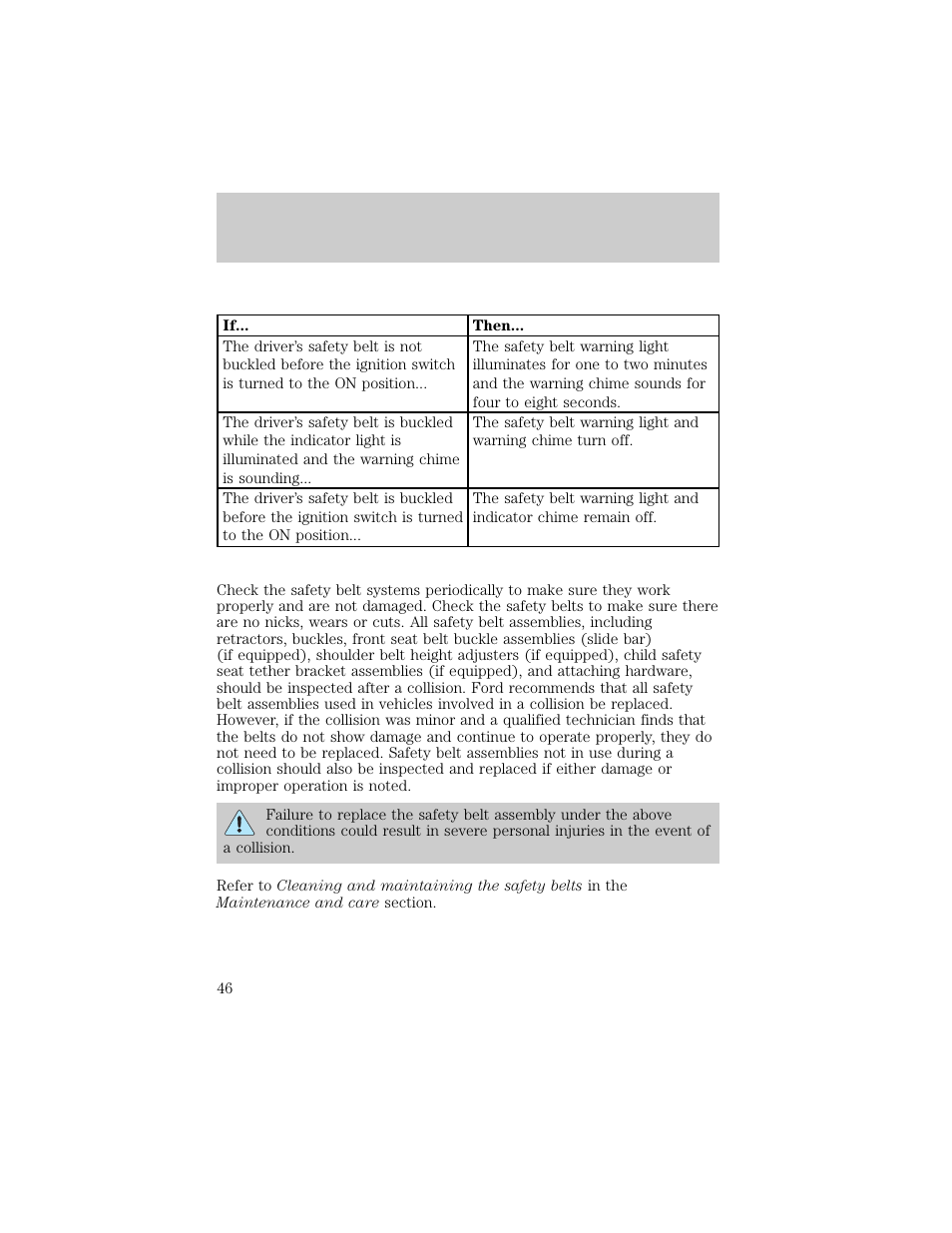 Seating and safety restraints | FORD 1998 Ranger User Manual | Page 46 / 160