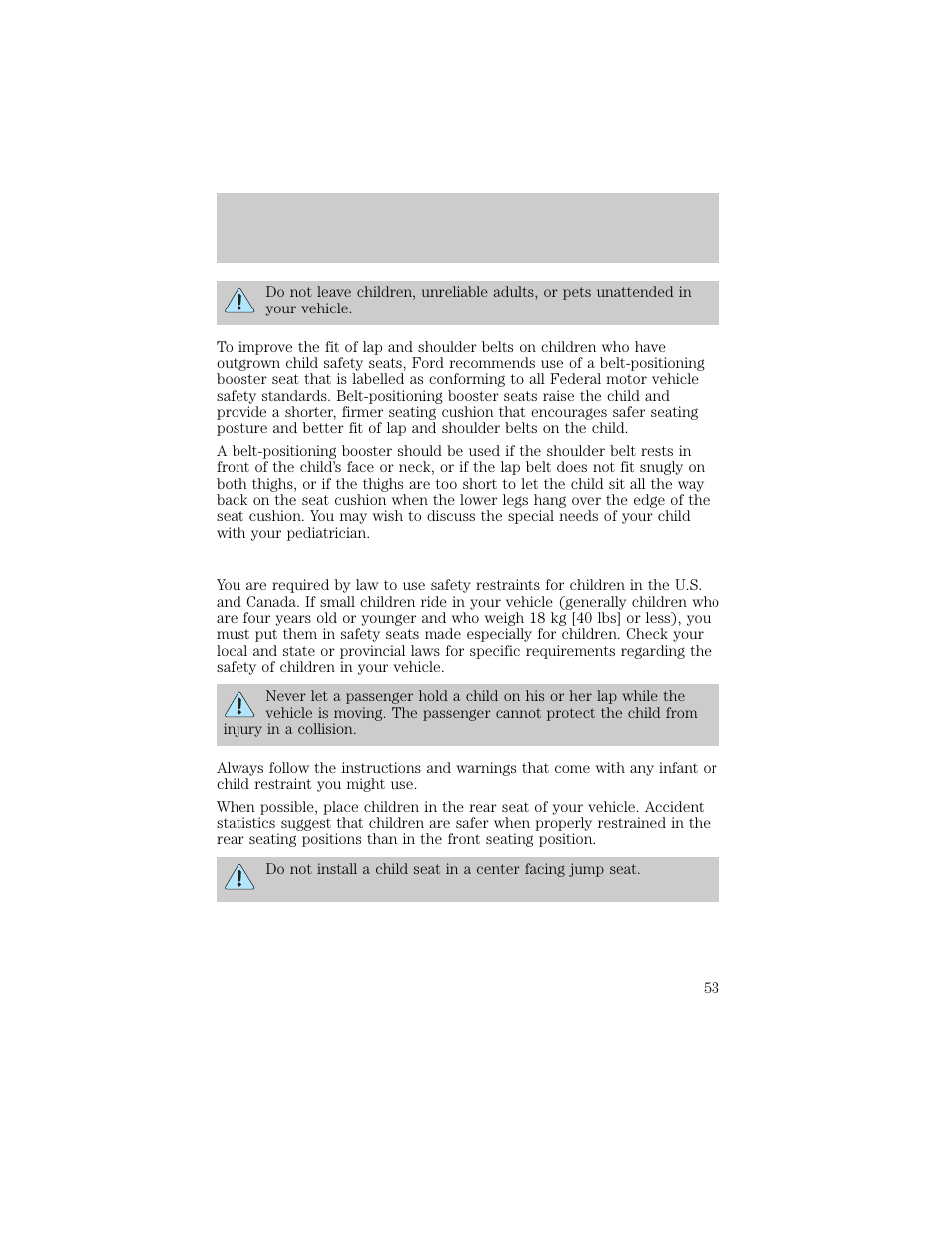 Seating and safety restraints | FORD 1998 Ranger User Manual | Page 53 / 160
