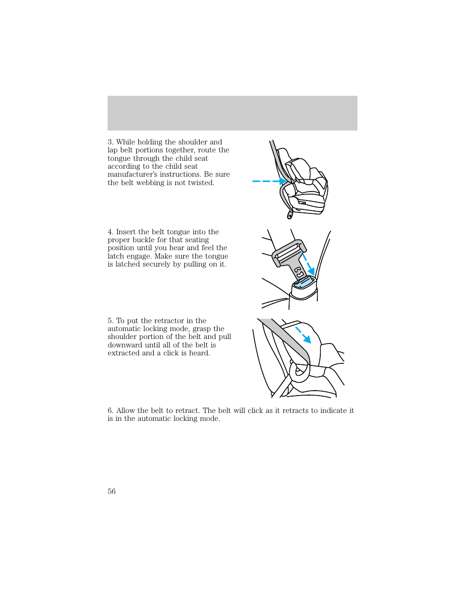 Seating and safety restraints | FORD 1998 Ranger User Manual | Page 56 / 160