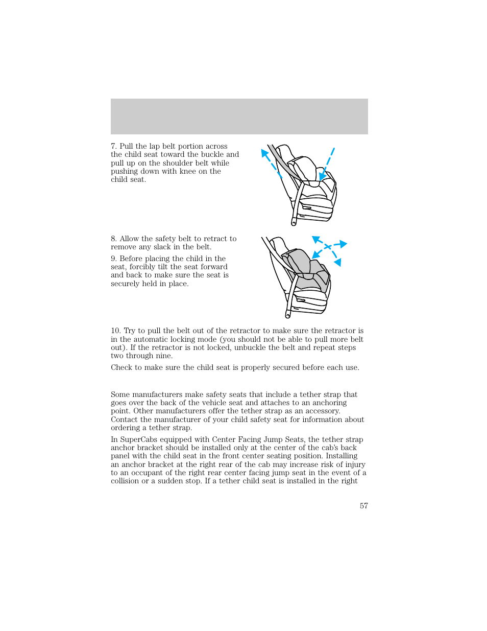 Seating and safety restraints | FORD 1998 Ranger User Manual | Page 57 / 160