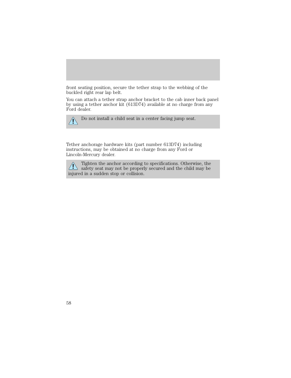 Seating and safety restraints | FORD 1998 Ranger User Manual | Page 58 / 160