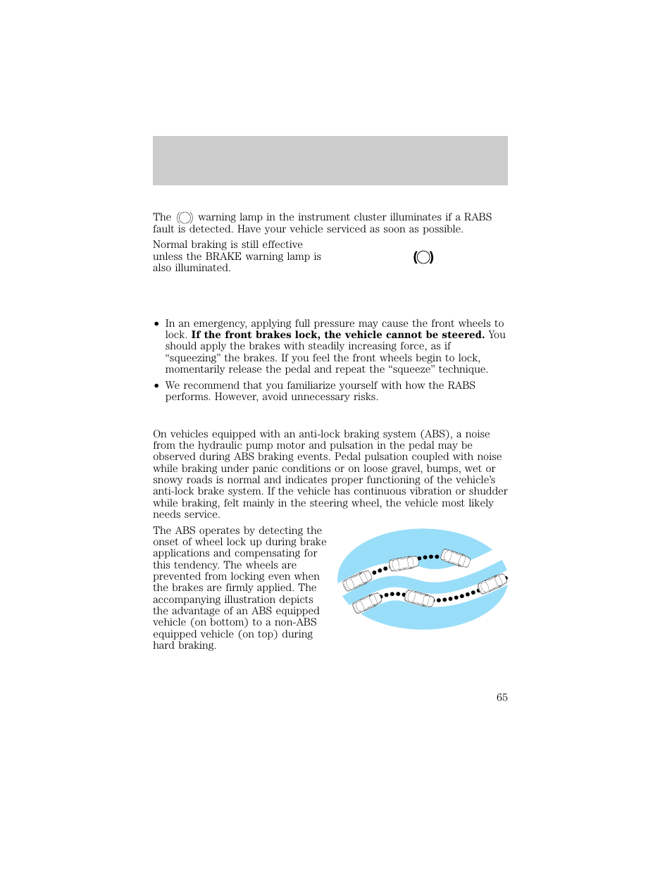 Driving, Brake | FORD 1998 Ranger User Manual | Page 65 / 160