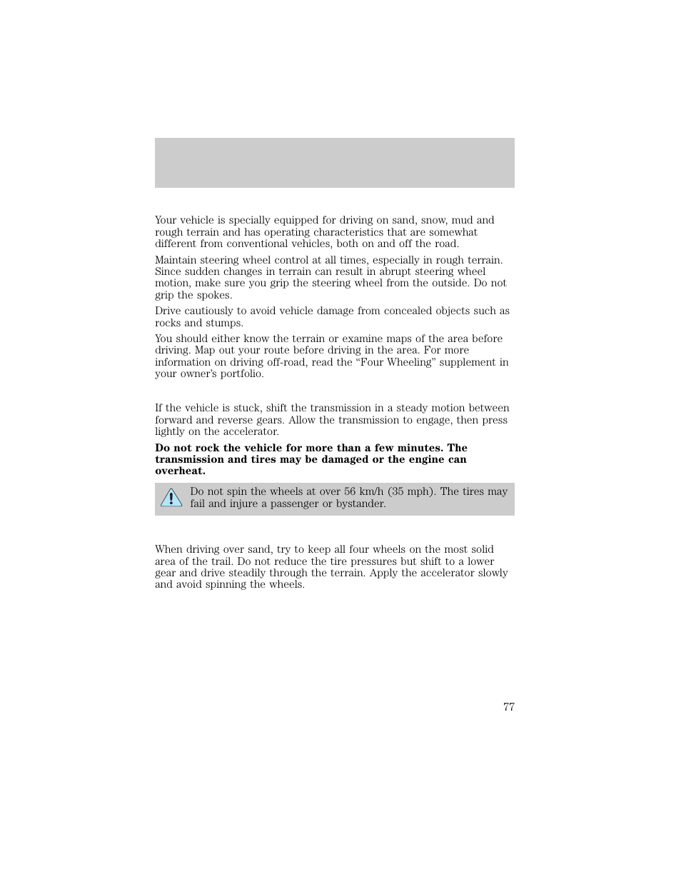 Driving | FORD 1998 Ranger User Manual | Page 77 / 160