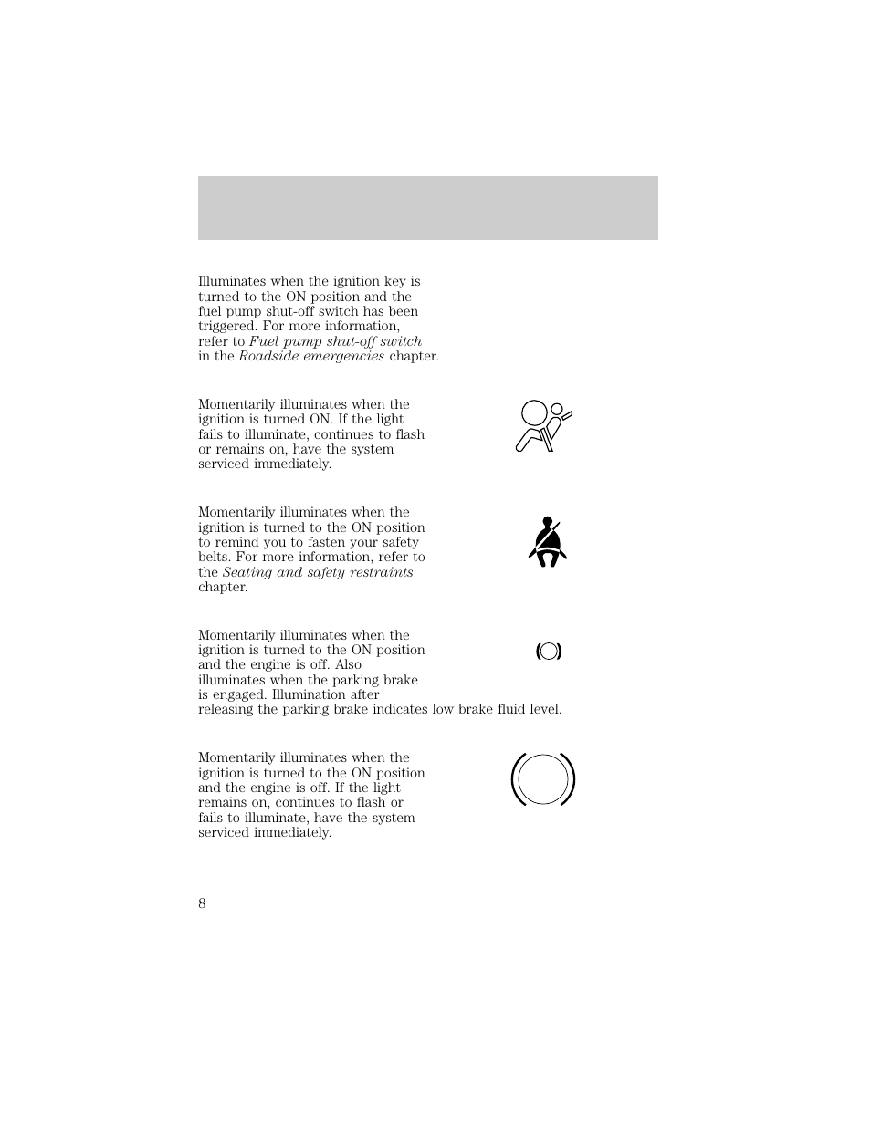Fuel reset | FORD 1998 Ranger User Manual | Page 8 / 160