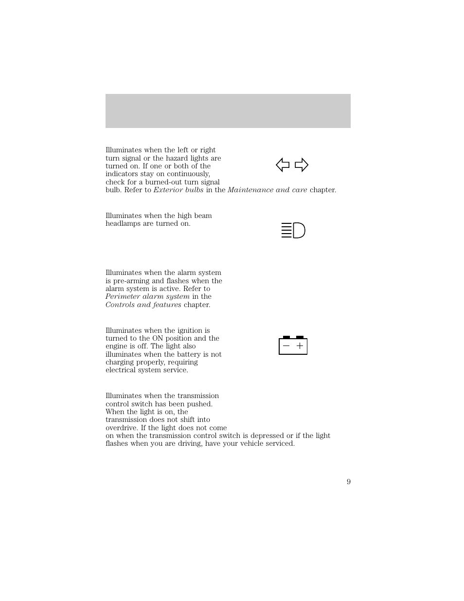 Theft o/d off, Instrumentation | FORD 1998 Ranger User Manual | Page 9 / 160