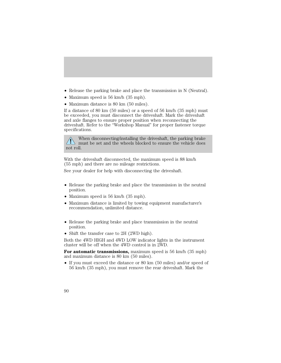 Driving | FORD 1998 Ranger User Manual | Page 90 / 160