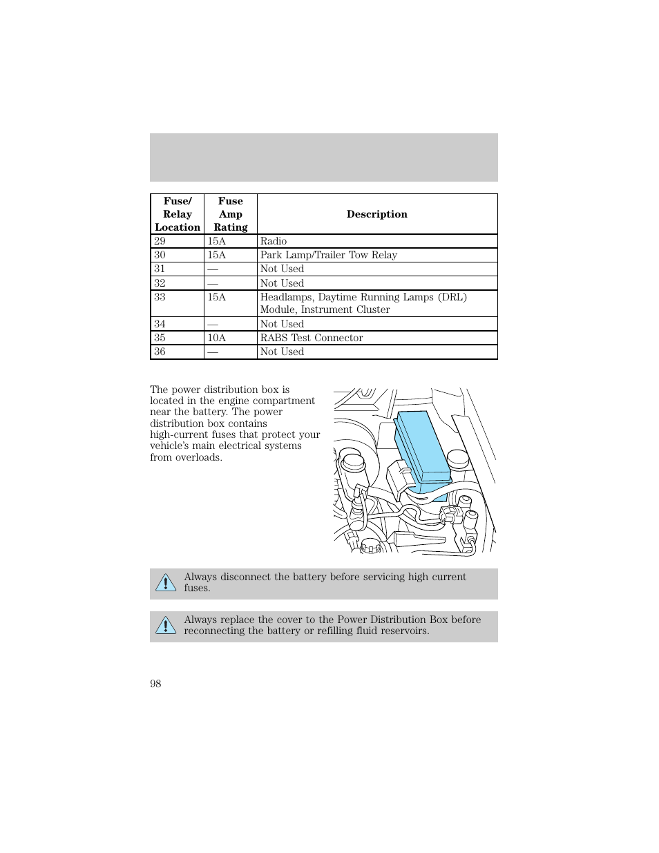 Roadside emergencies | FORD 1998 Ranger User Manual | Page 98 / 160
