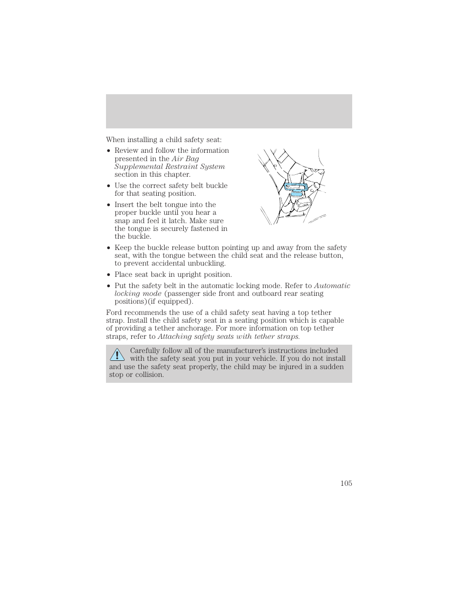 Seating and safety restraints | FORD 1999 F-150 User Manual | Page 105 / 232