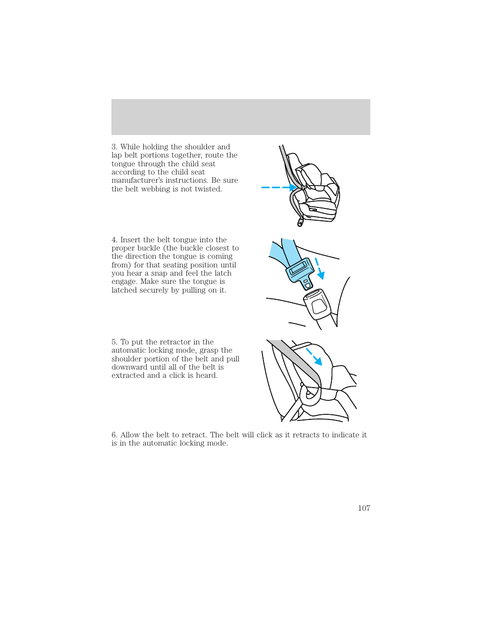 Seating and safety restraints | FORD 1999 F-150 User Manual | Page 107 / 232