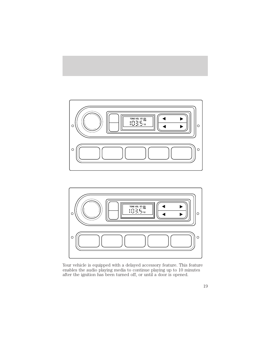 Controls and features, 12 3 4 am/fm | FORD 1999 F-150 User Manual | Page 19 / 232