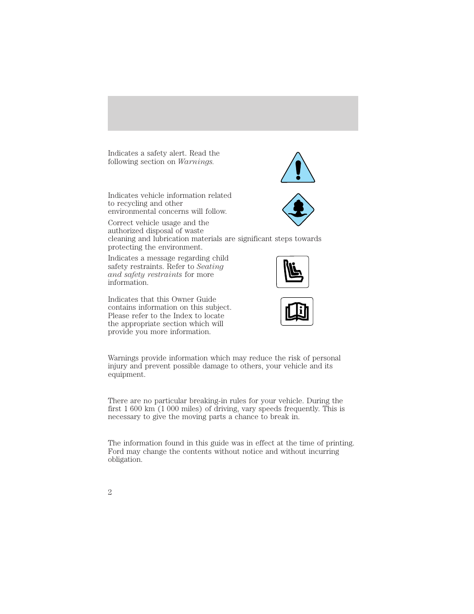 Introduction | FORD 1999 F-150 User Manual | Page 2 / 232
