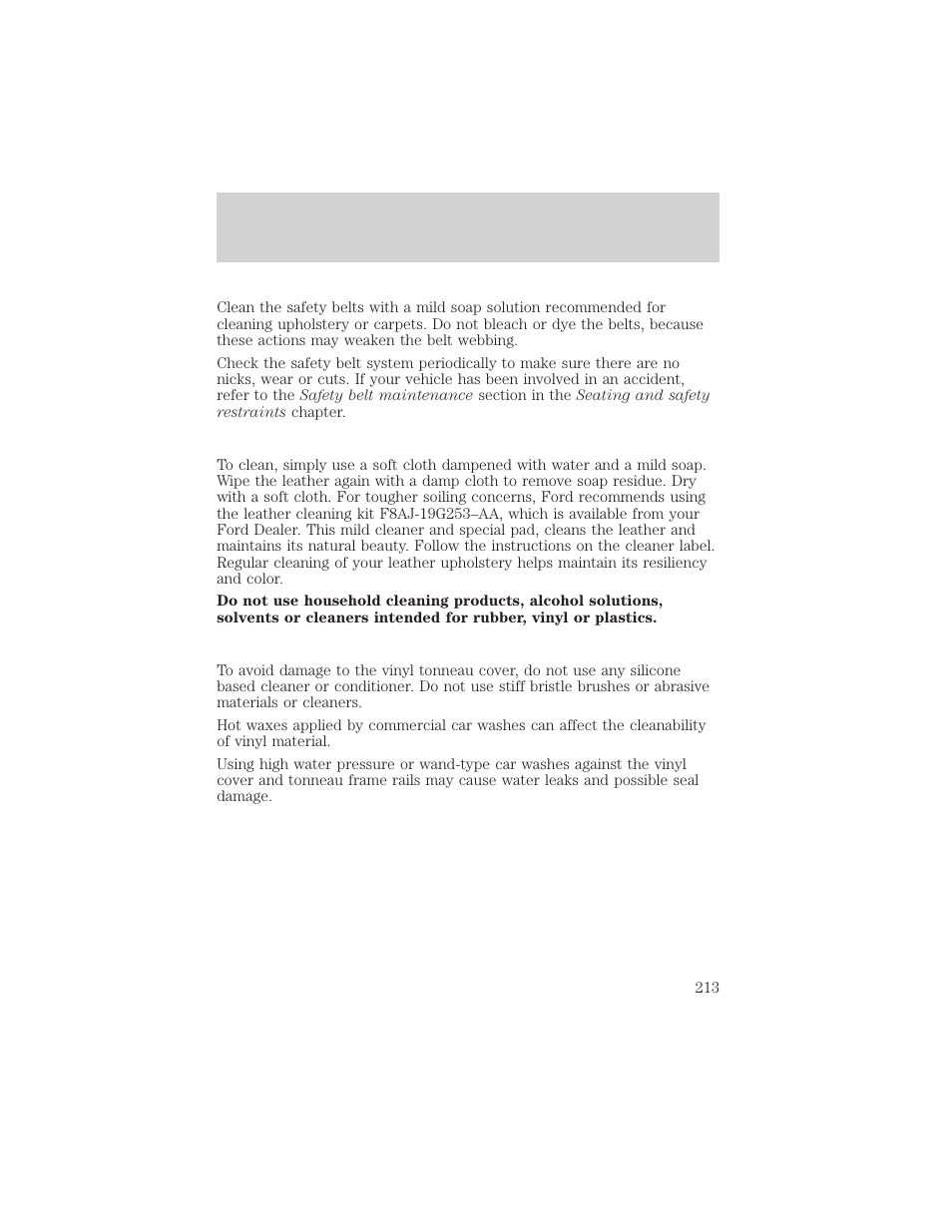 Maintenance and care | FORD 1999 F-150 User Manual | Page 213 / 232