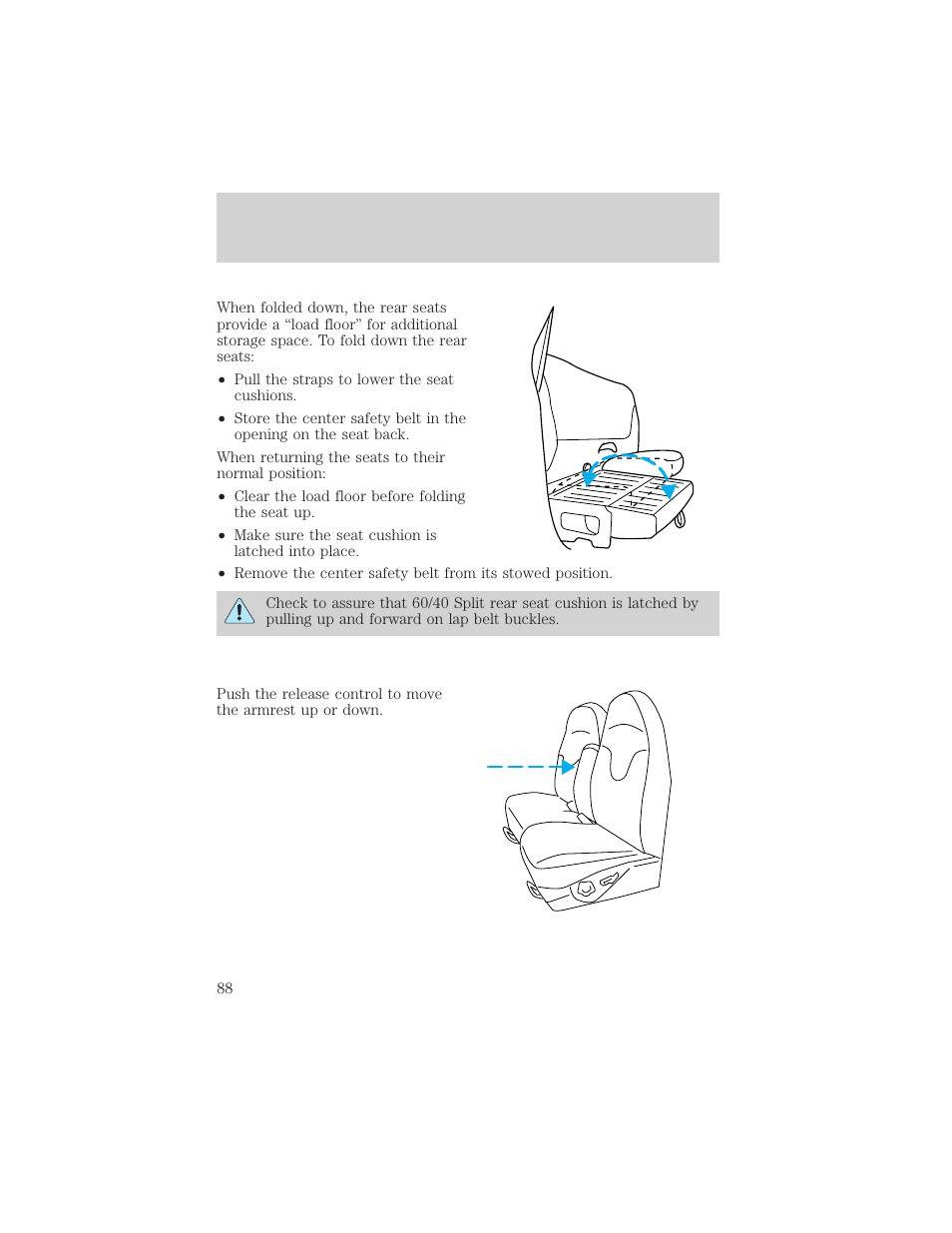 Seating and safety restraints | FORD 1999 F-150 User Manual | Page 88 / 232