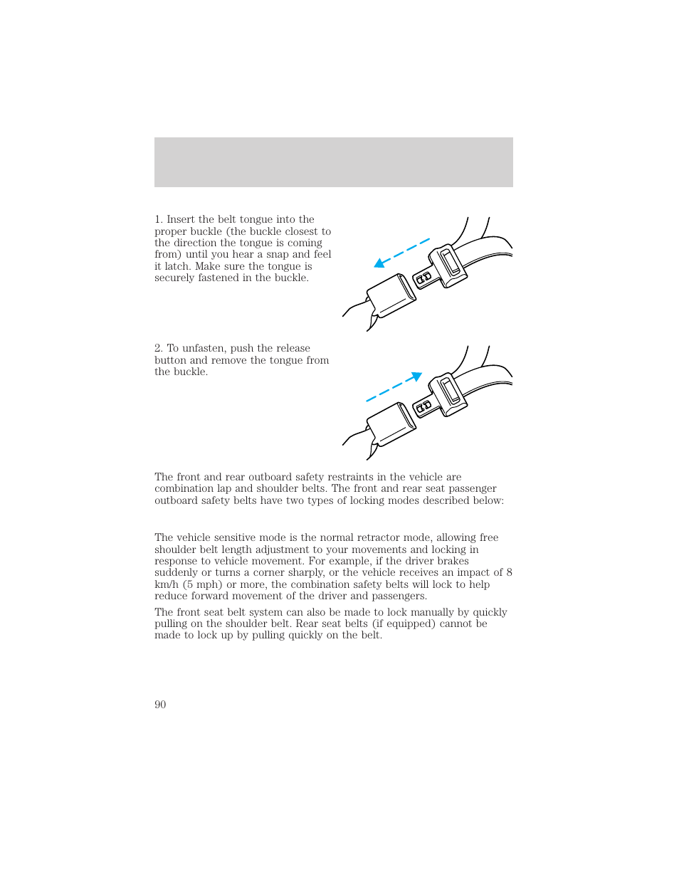 Seating and safety restraints | FORD 1999 F-150 User Manual | Page 90 / 232