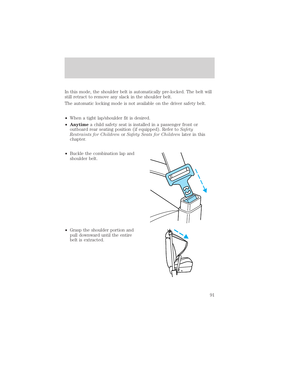 Seating and safety restraints | FORD 1999 F-150 User Manual | Page 91 / 232